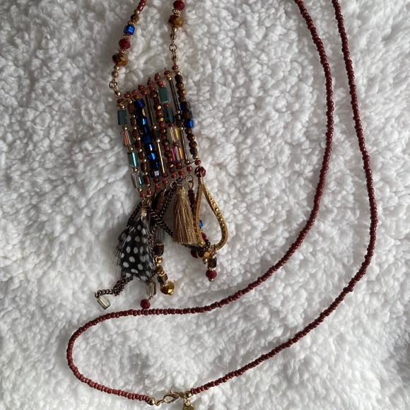 Long Boho Multicolored Beaded Necklace - Picture 4 of 6